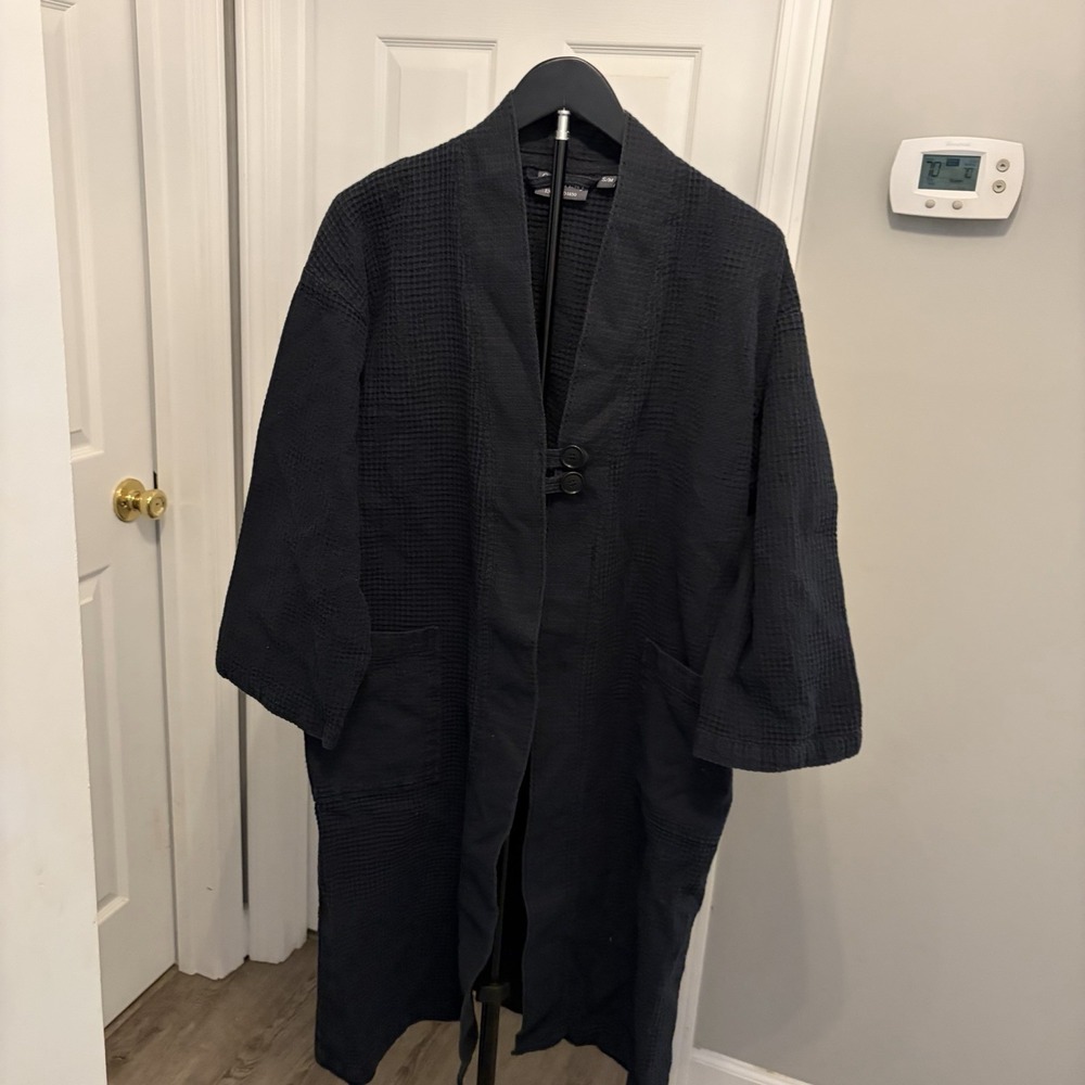 Christy London Waffle Bath Robe Black Sm/Med Dressing Gown Luxury Loungewear GUC